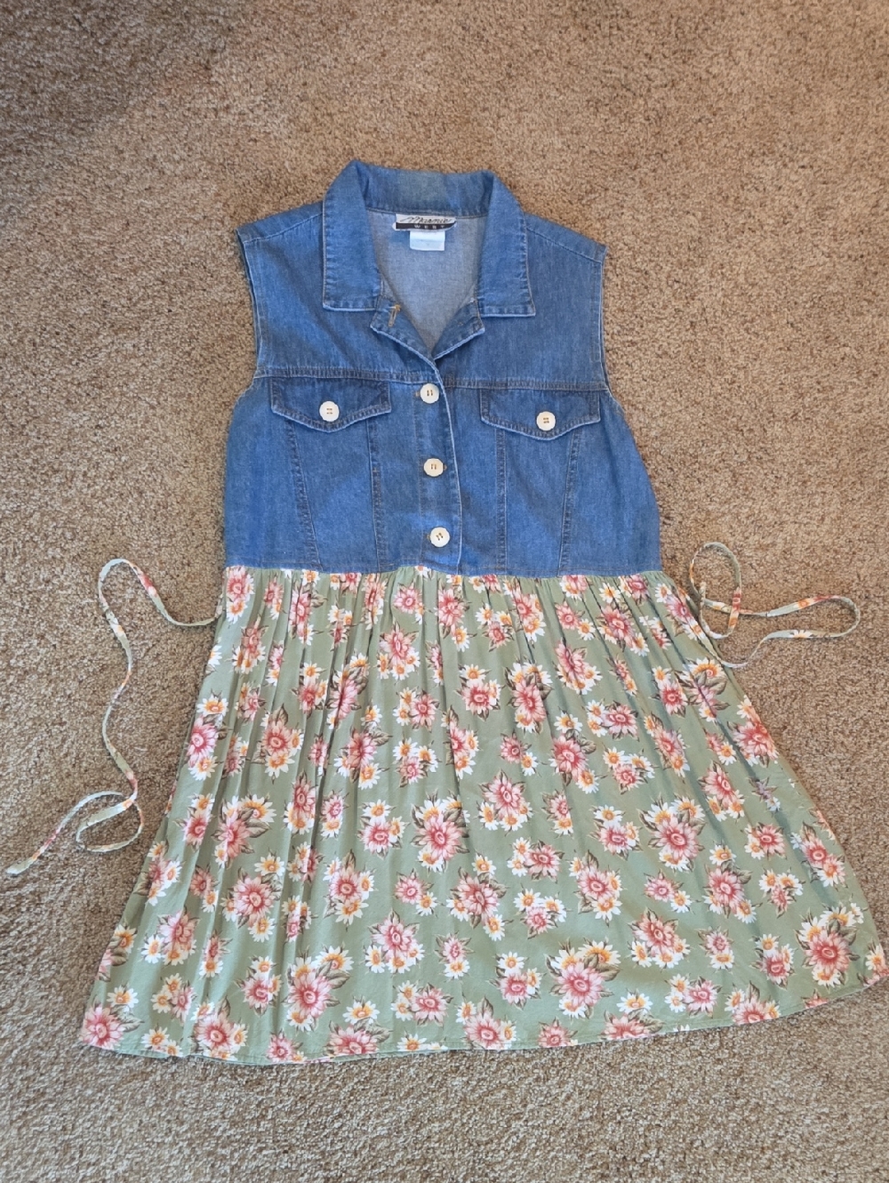 Marmie West Denim Top - Floral Bottom, Size M